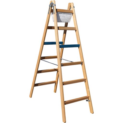 Holz-Breitsprossen-Stehleiter
